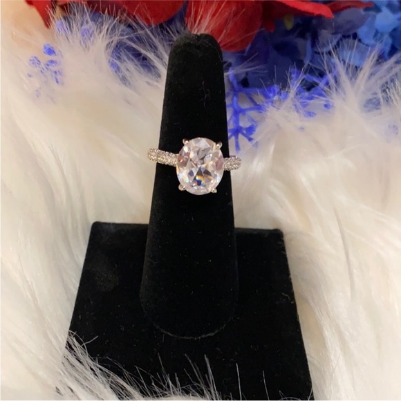Elegant Silver Ring with Clear CZ Diamond Sz 7 NEW! - Picture 3 of 6